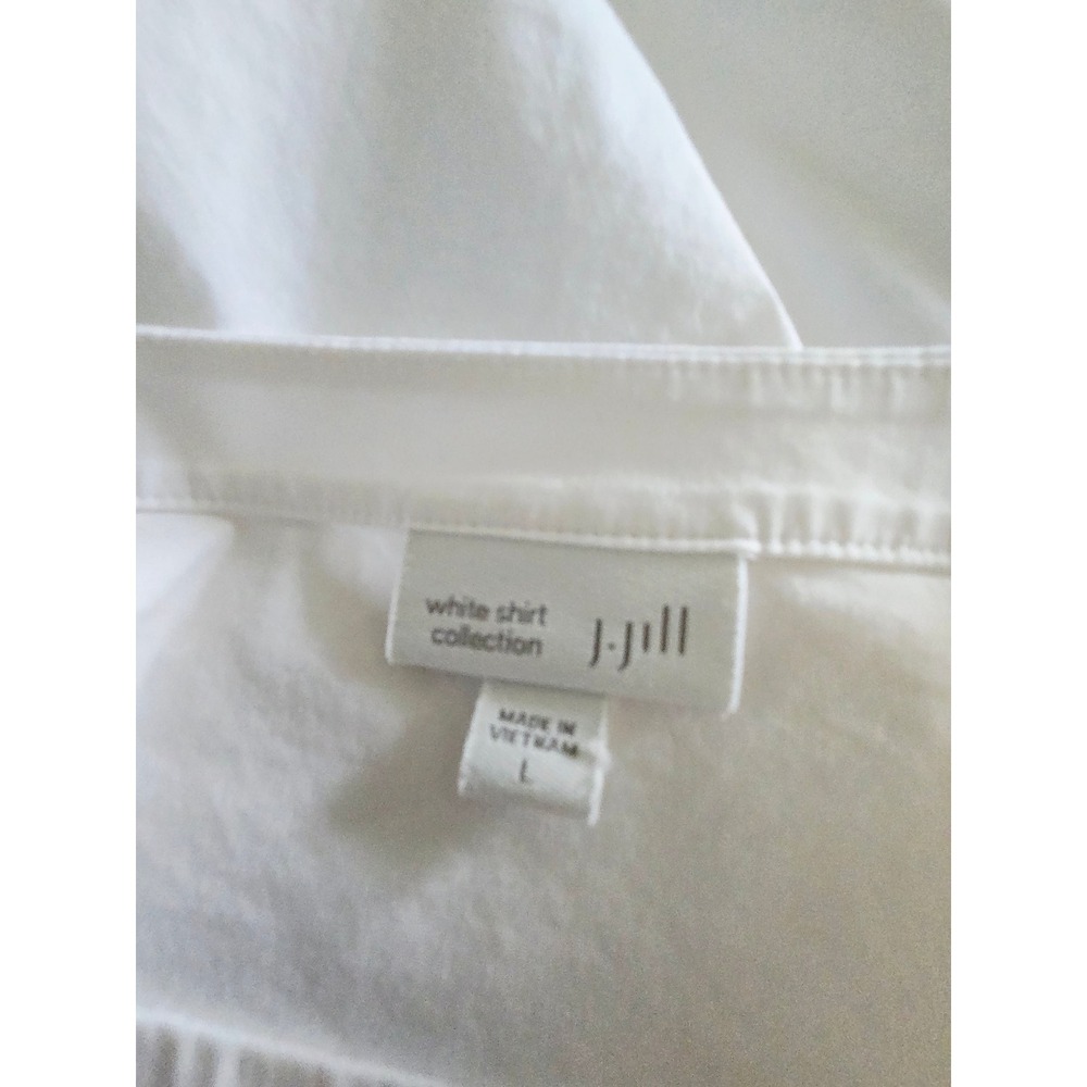 J Jill White Shirt Collection Smocked Ruffle Bell Sleeve Boat Neck Top Large‎ - Picture 4 of 8
